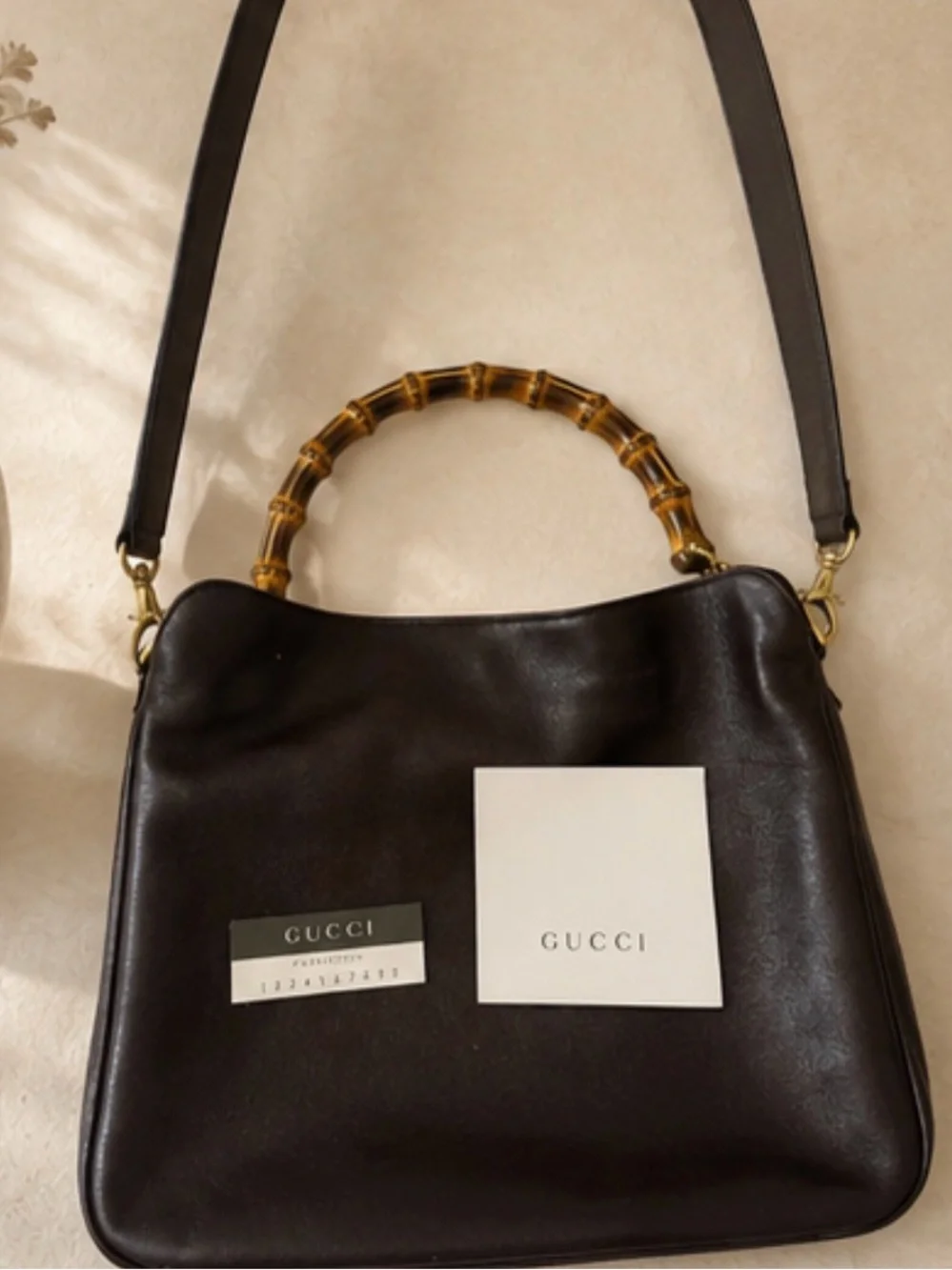 Gucci brown & gold Bamboo Shoulder Bag